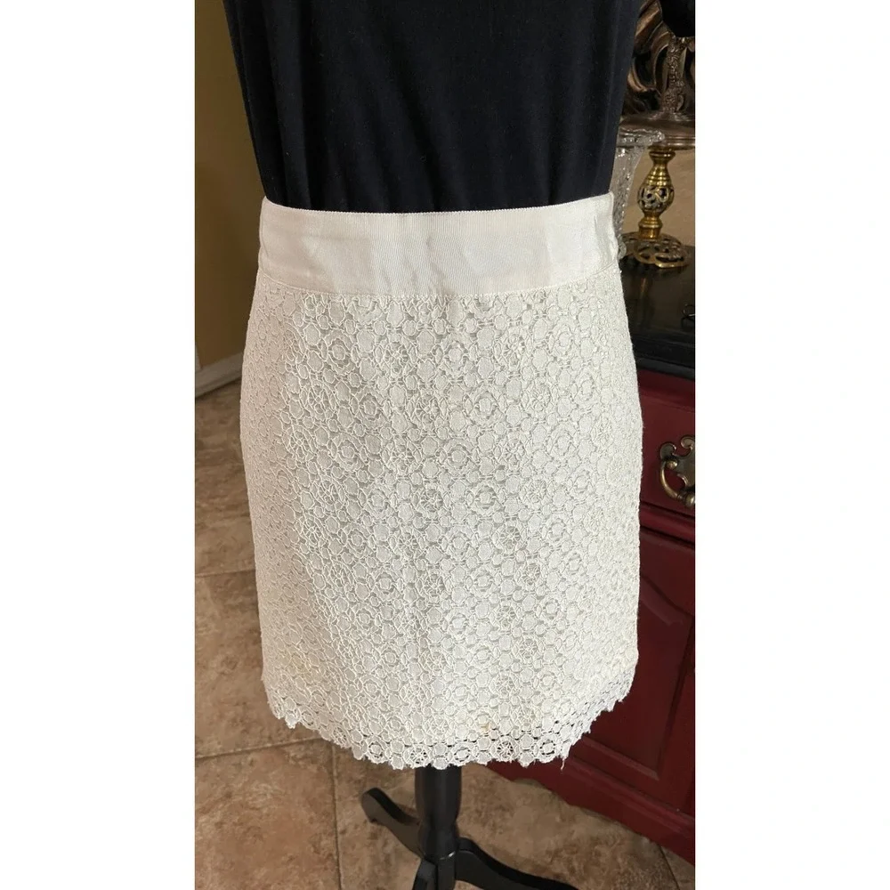The Limited Ivory Lace Pencil Mini Skirt Size 4 Cottagecore Chic Lined